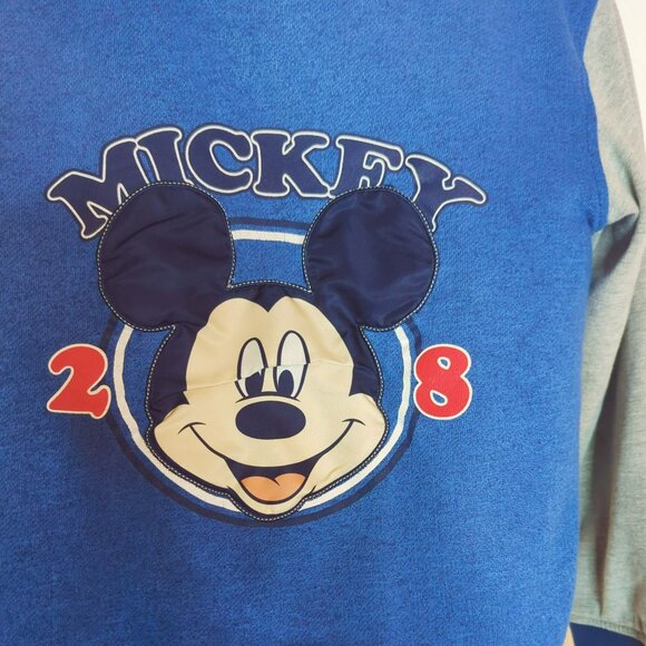 Disney Mickey Mouse Varsity Hoodie Jacket Blue & Gray Zip-Up Boys Size 7/8 - Picture 6 of 9